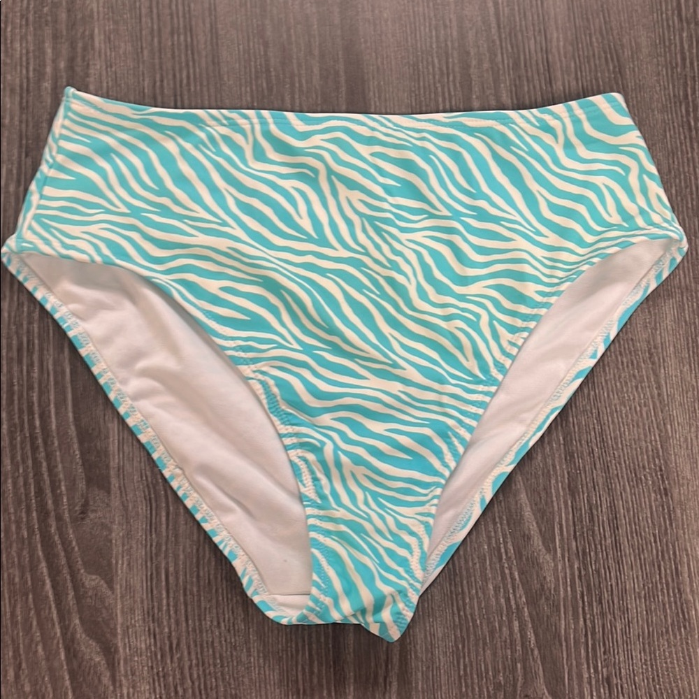 Aqua Zebra Print Women's Swim Bottom
